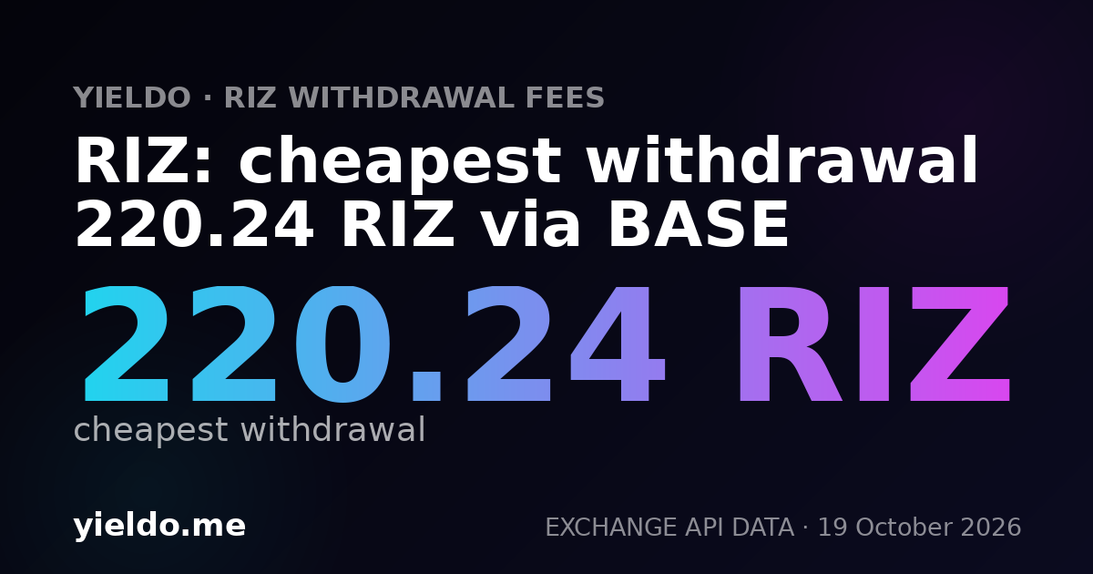 RIZ: cheapest withdrawal 220.24 RIZ via BASE