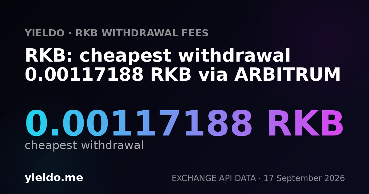 RKB: cheapest withdrawal 0.00117188 RKB via ARBITRUM