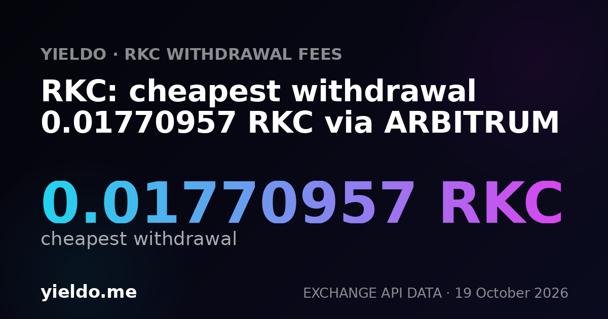 RKC: cheapest withdrawal 0.01770957 RKC via ARBITRUM