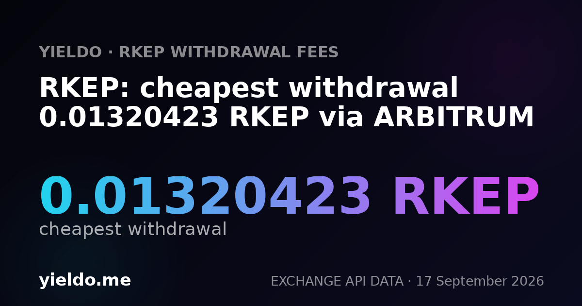 RKEP: cheapest withdrawal 0.0133215 RKEP via ARBITRUM