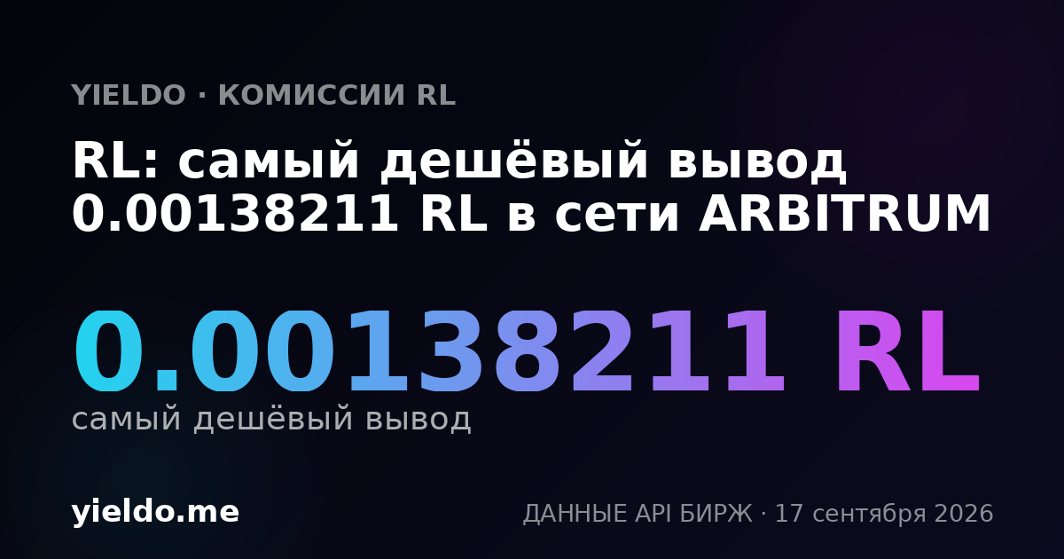 RL: самый дешёвый вывод 0.00138211 RL в сети ARBITRUM