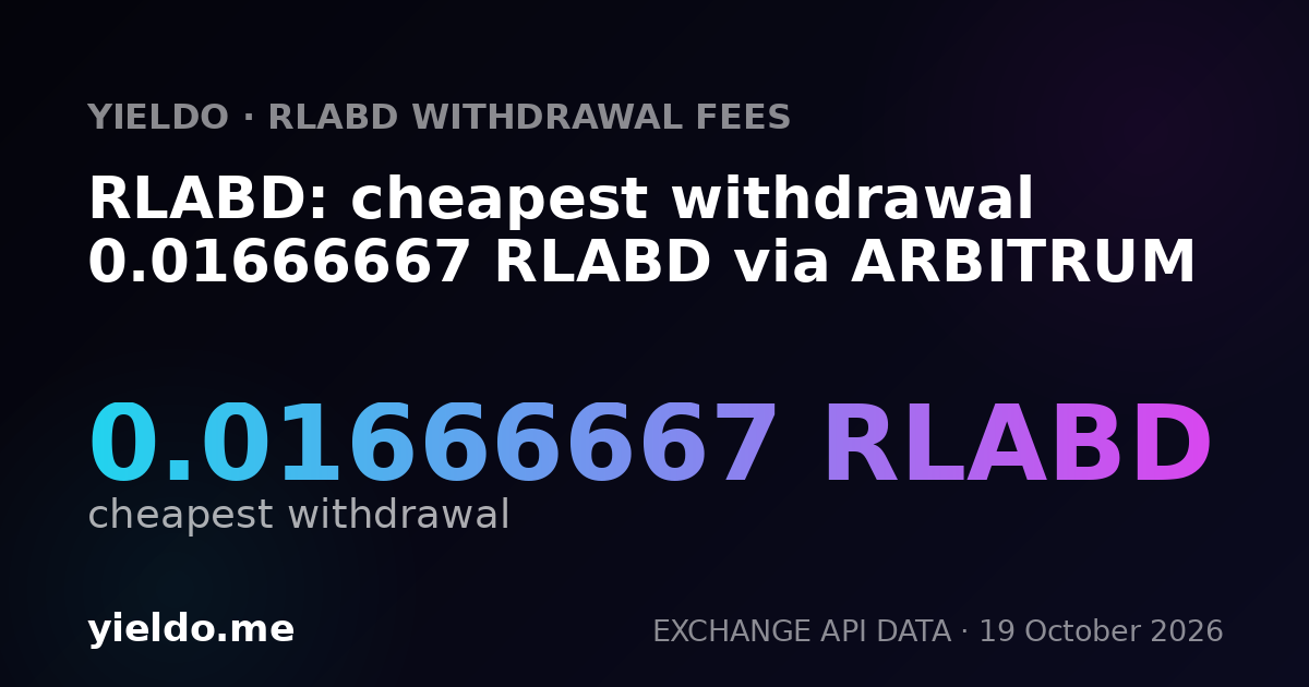 RLABD: cheapest withdrawal 0.01666667 RLABD via ARBITRUM