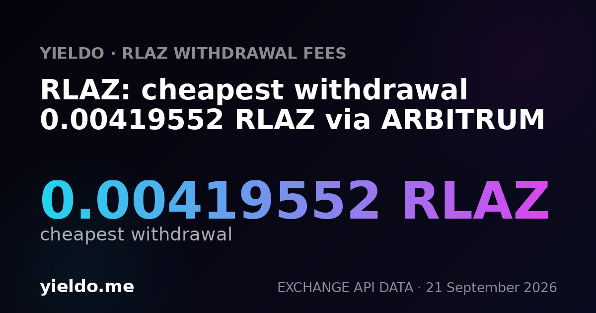 RLAZ: cheapest withdrawal 0.00419552 RLAZ via ARBITRUM