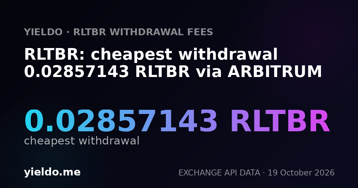 RLTBR: cheapest withdrawal 0.02857143 RLTBR via ARBITRUM