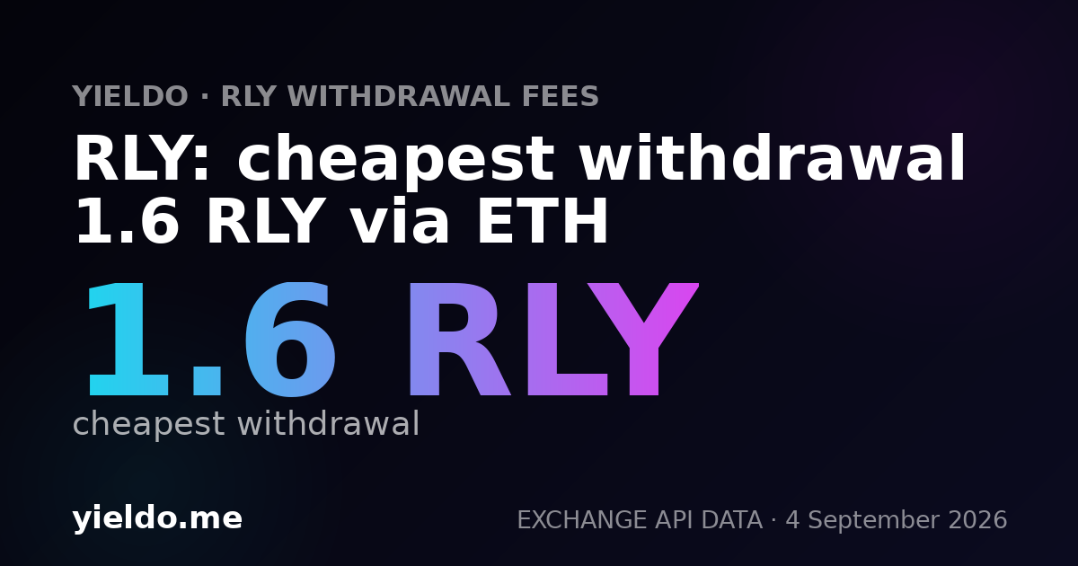 RLY: cheapest withdrawal 1.6 RLY via ETH