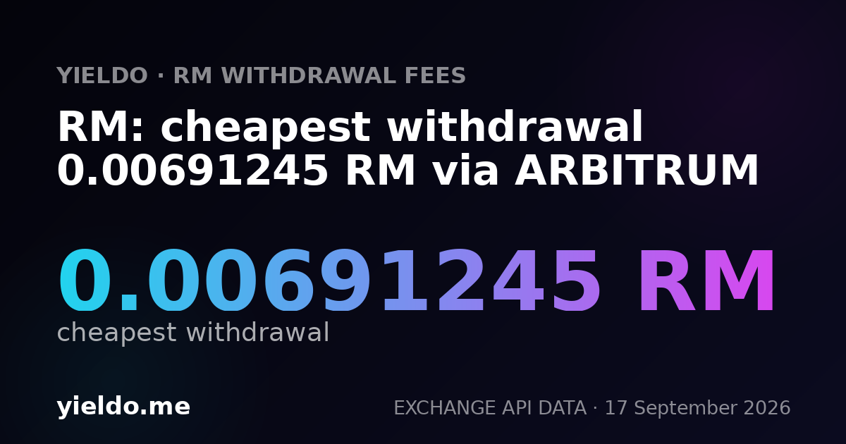 RM: cheapest withdrawal 0.00691245 RM via ARBITRUM