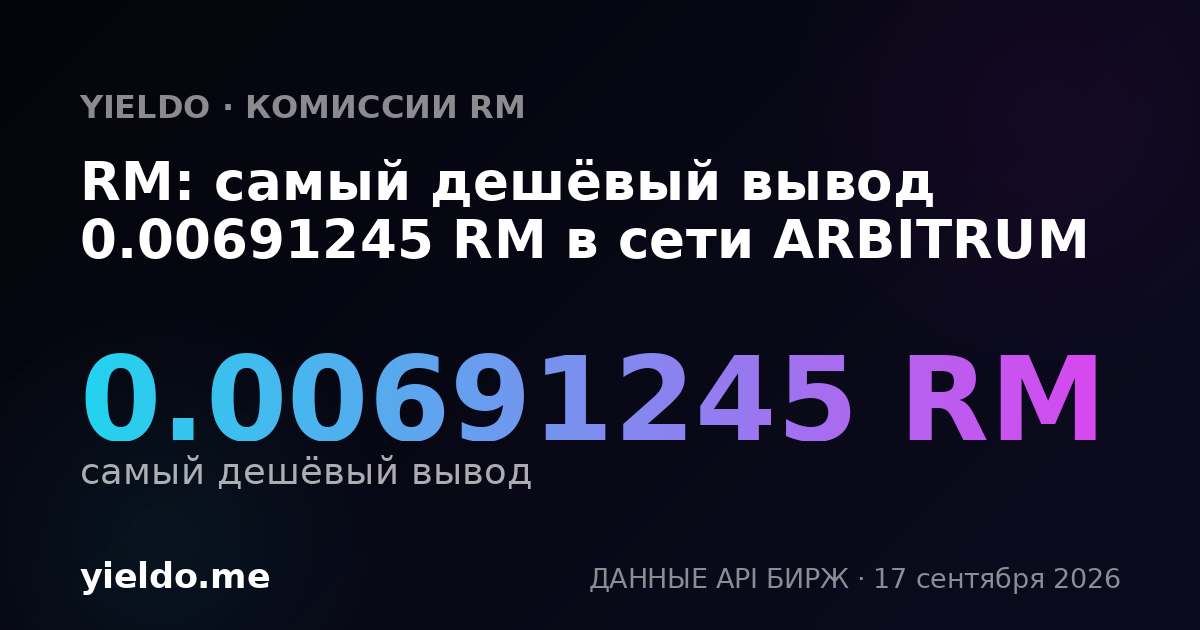 RM: самый дешёвый вывод 0.00691245 RM в сети ARBITRUM