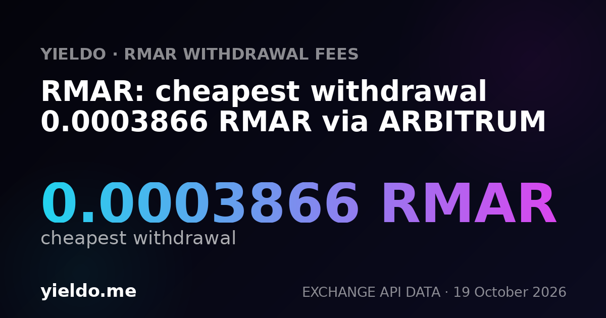 RMAR: cheapest withdrawal 0.0003866 RMAR via ARBITRUM