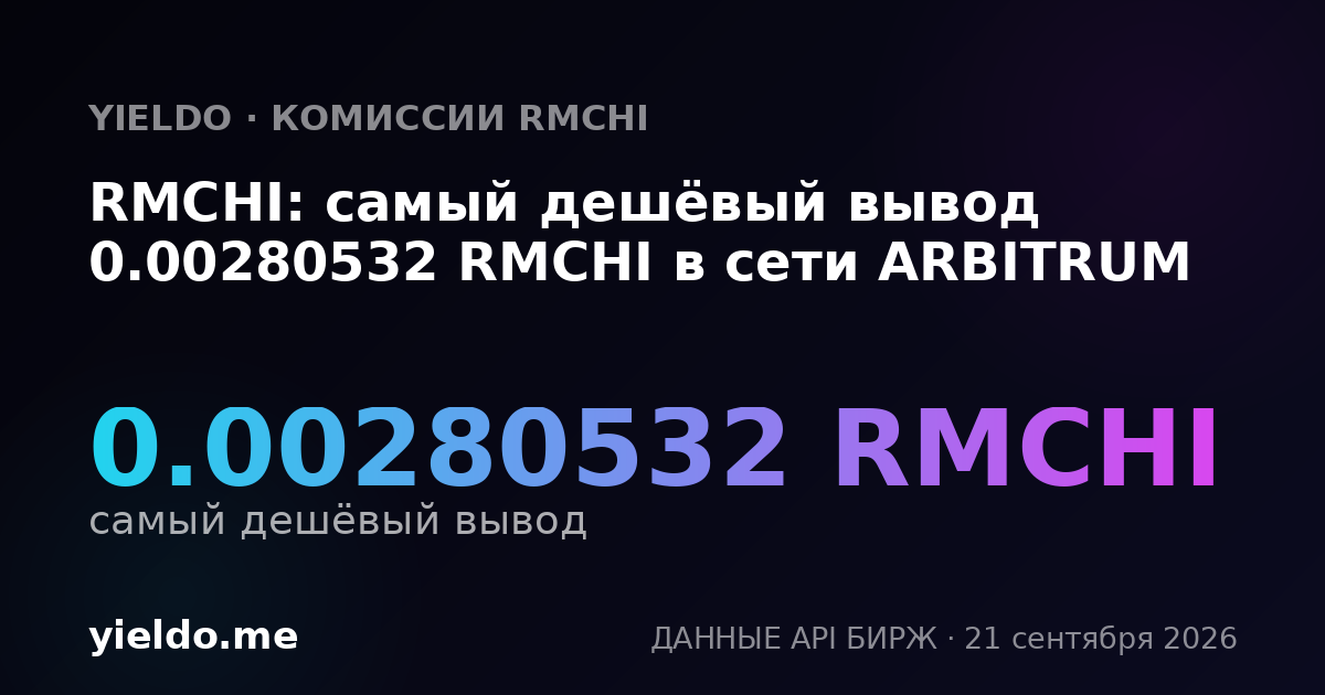 RMCHI: самый дешёвый вывод 0.00280532 RMCHI в сети ARBITRUM