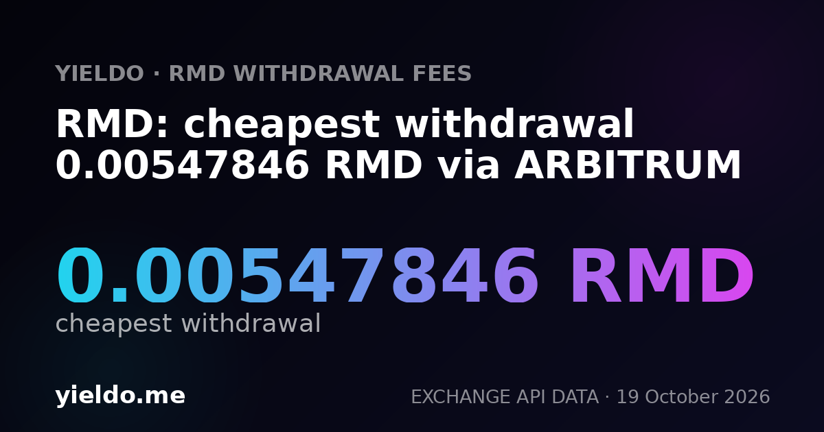 RMD: cheapest withdrawal 0.00547846 RMD via ARBITRUM