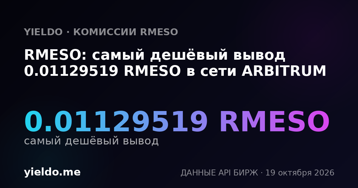 RMESO: самый дешёвый вывод 0.01129519 RMESO в сети ARBITRUM