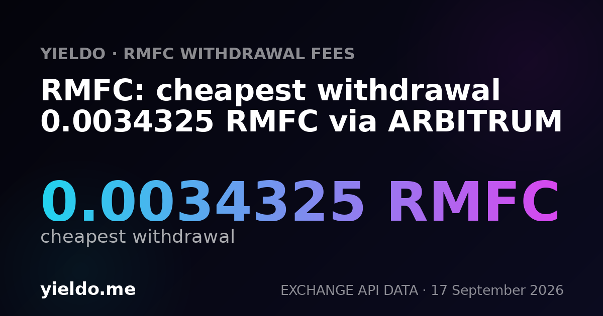 RMFC: cheapest withdrawal 0.0034325 RMFC via ARBITRUM