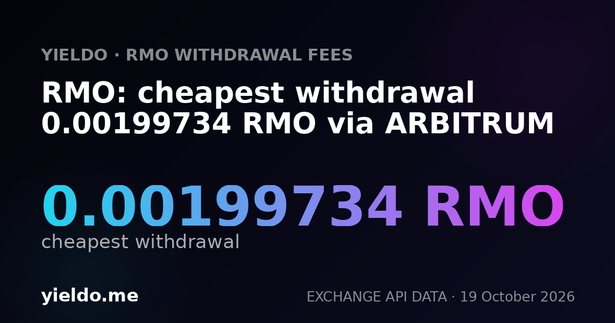 RMO: cheapest withdrawal 0.00199734 RMO via ARBITRUM