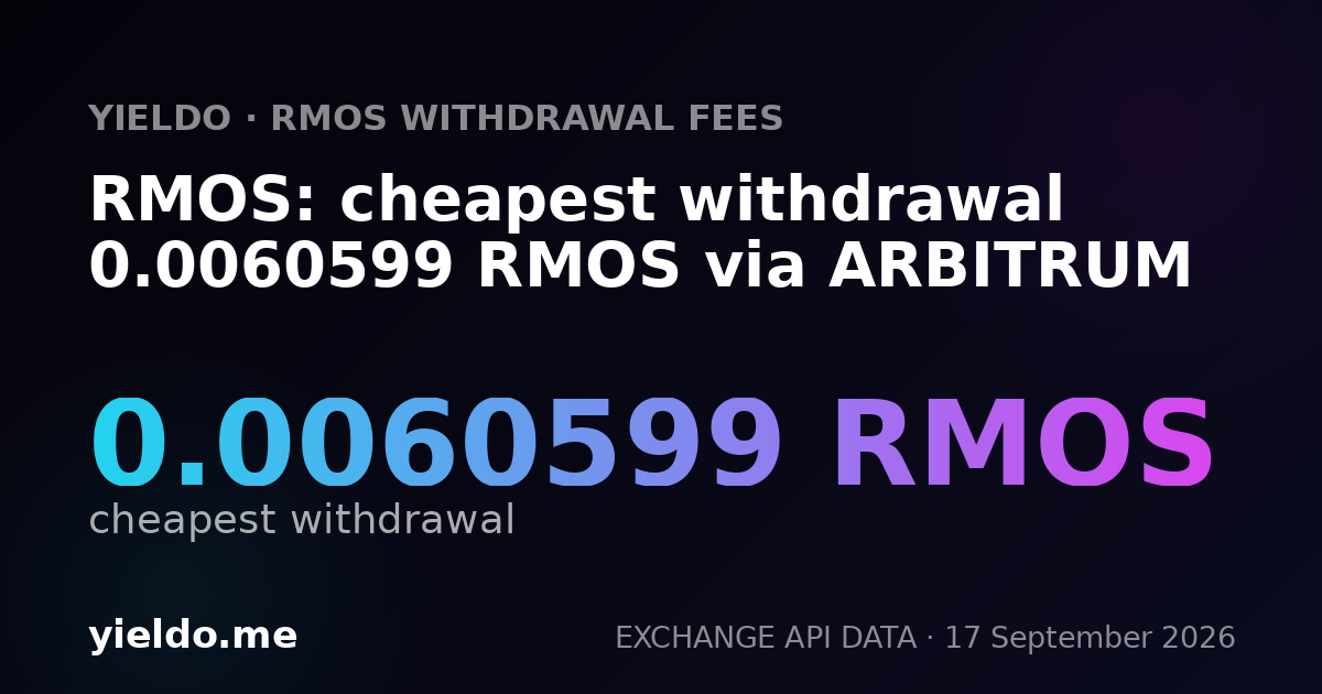 RMOS: cheapest withdrawal 0.0060599 RMOS via ARBITRUM