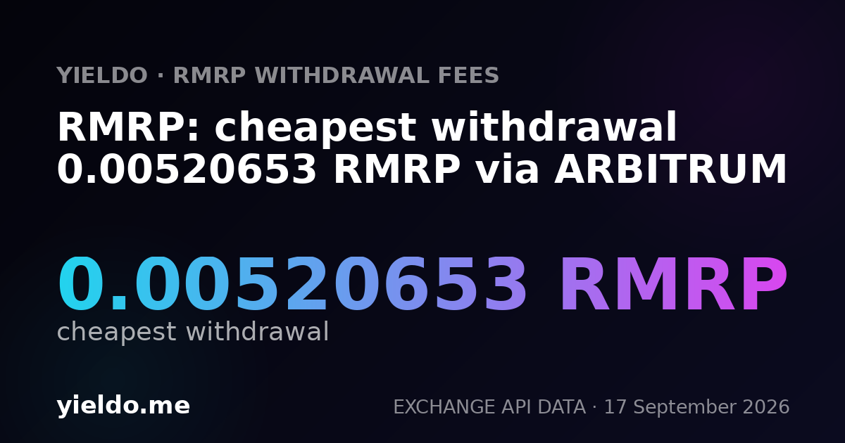 RMRP: cheapest withdrawal 0.00519211 RMRP via ARBITRUM