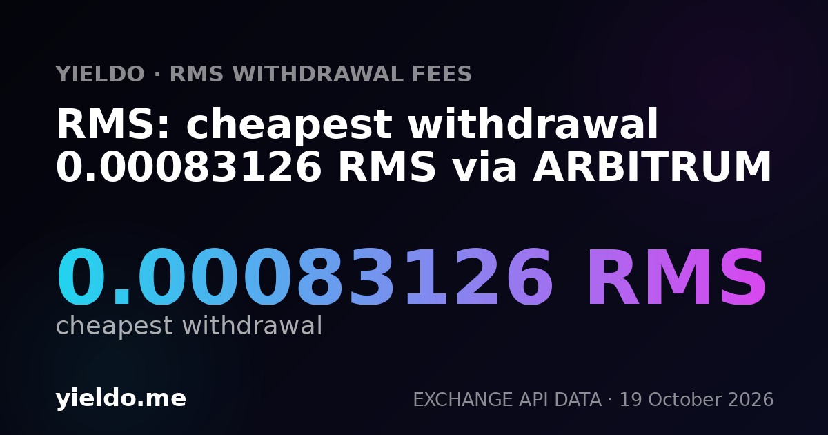 RMS: cheapest withdrawal 0.00083126 RMS via ARBITRUM