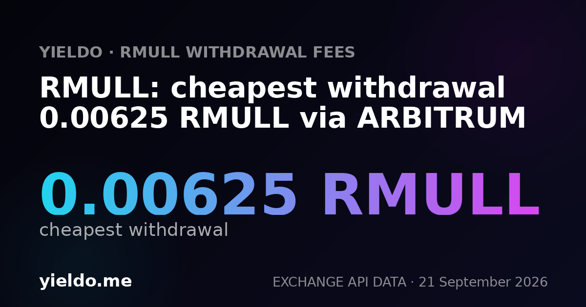 RMULL: cheapest withdrawal 0.00625 RMULL via ARBITRUM