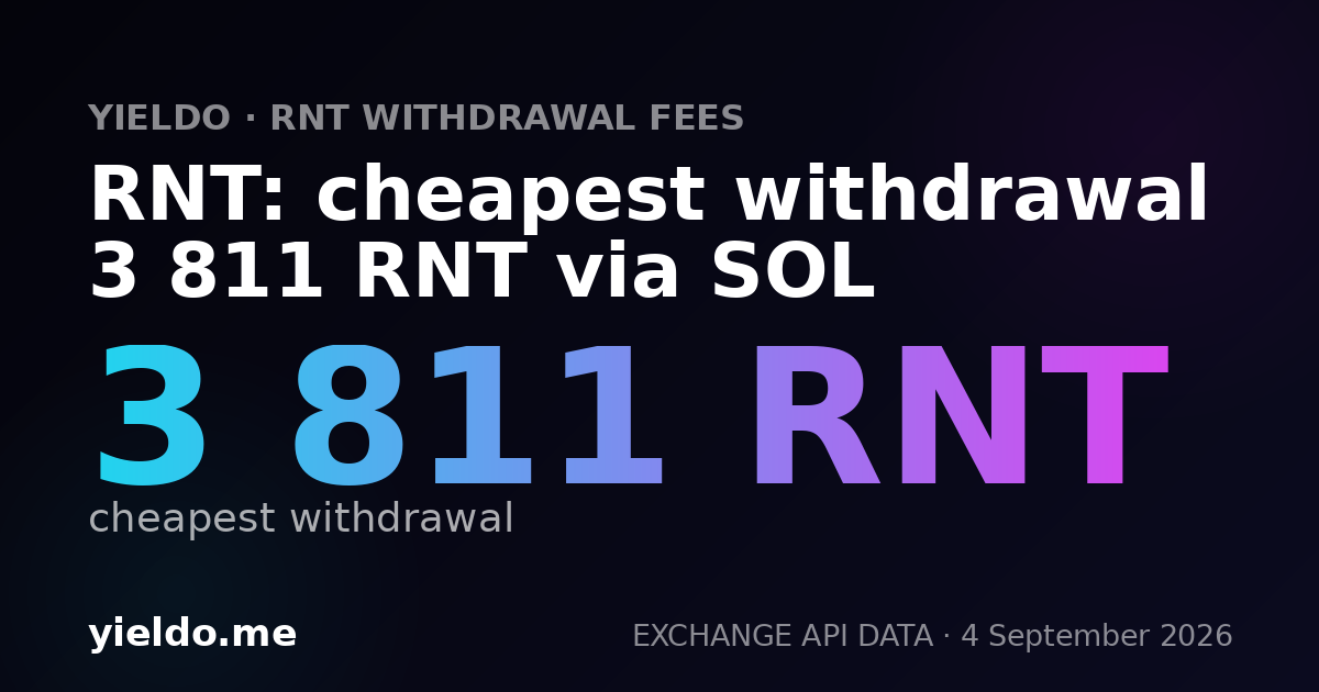 RNT: cheapest withdrawal 3 811 RNT via SOL