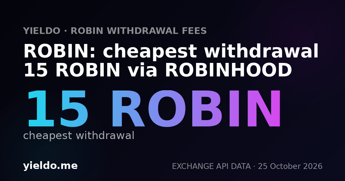 ROBIN: cheapest withdrawal 15 ROBIN via ROBINHOOD
