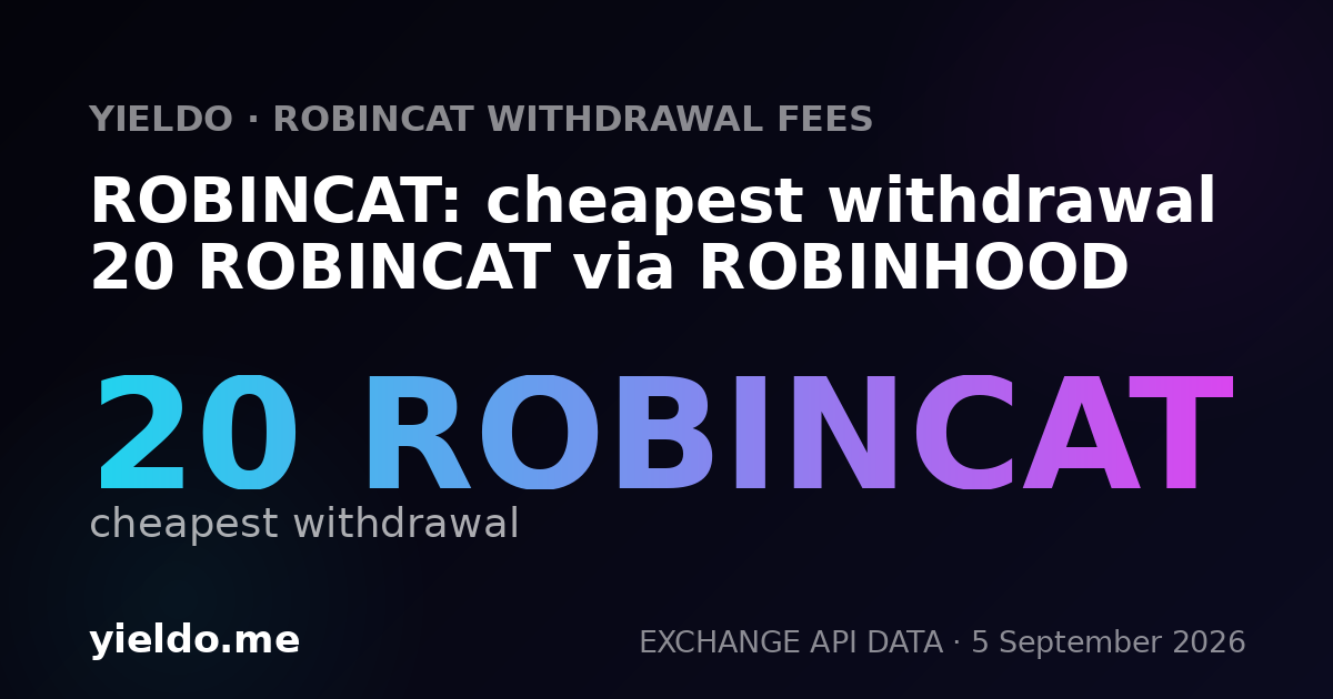 ROBINCAT: cheapest withdrawal 20 ROBINCAT via ROBINHOOD