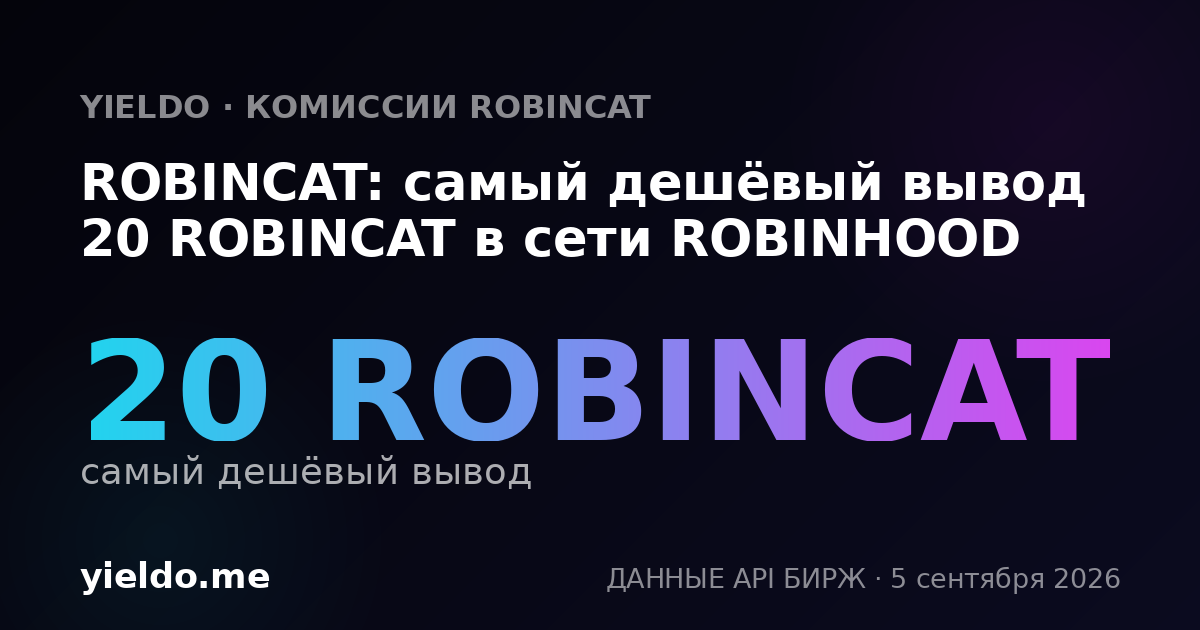 ROBINCAT: самый дешёвый вывод 20 ROBINCAT в сети ROBINHOOD
