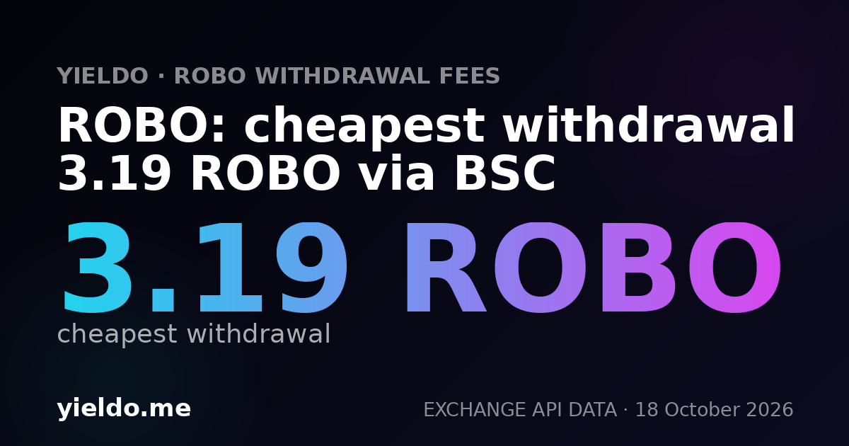 ROBO: cheapest withdrawal 3.19 ROBO via BSC