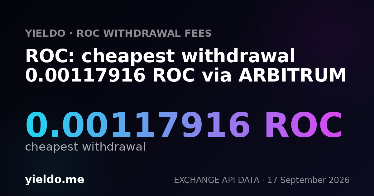ROC: cheapest withdrawal 0.00117916 ROC via ARBITRUM