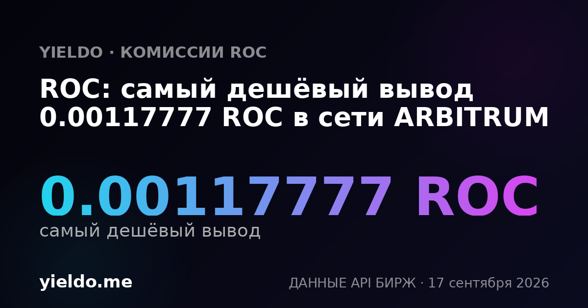 ROC: самый дешёвый вывод 0.00117916 ROC в сети ARBITRUM