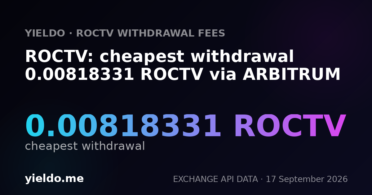 ROCTV: cheapest withdrawal 0.00818331 ROCTV via ARBITRUM