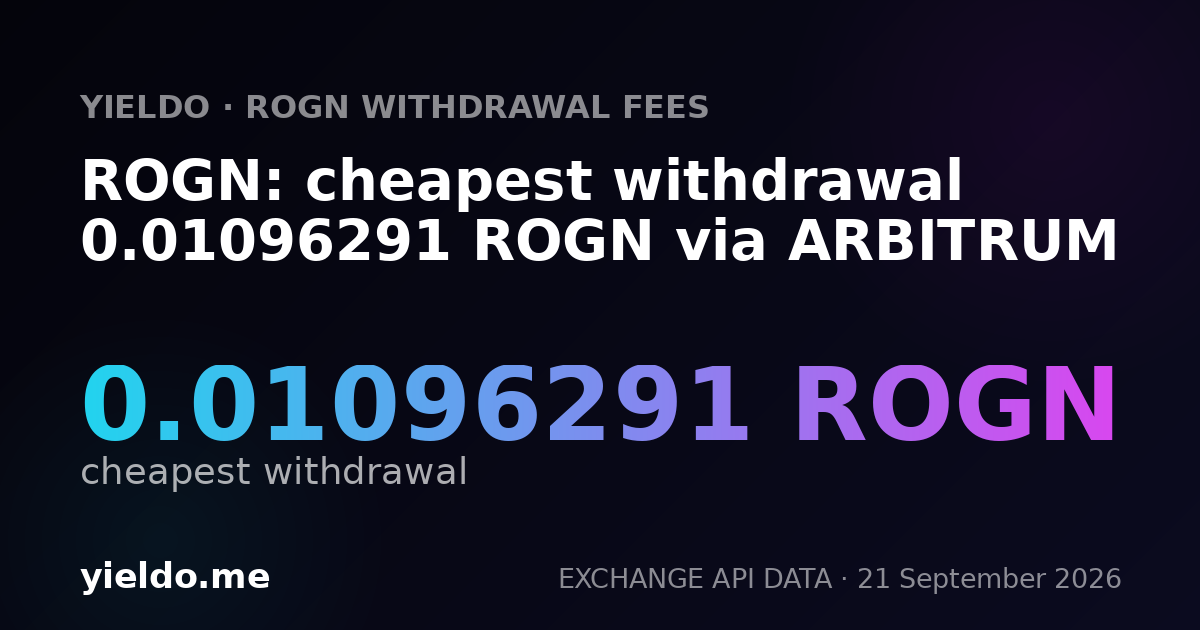 ROGN: cheapest withdrawal 0.01096291 ROGN via ARBITRUM