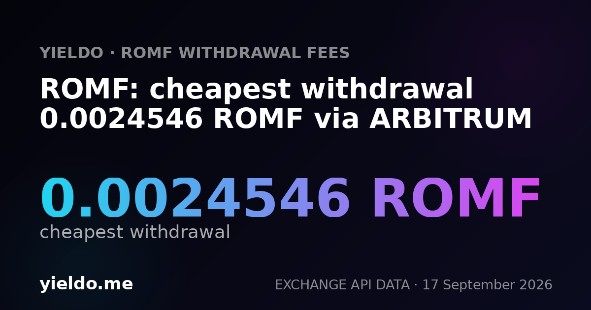 ROMF: cheapest withdrawal 0.00247648 ROMF via ARBITRUM