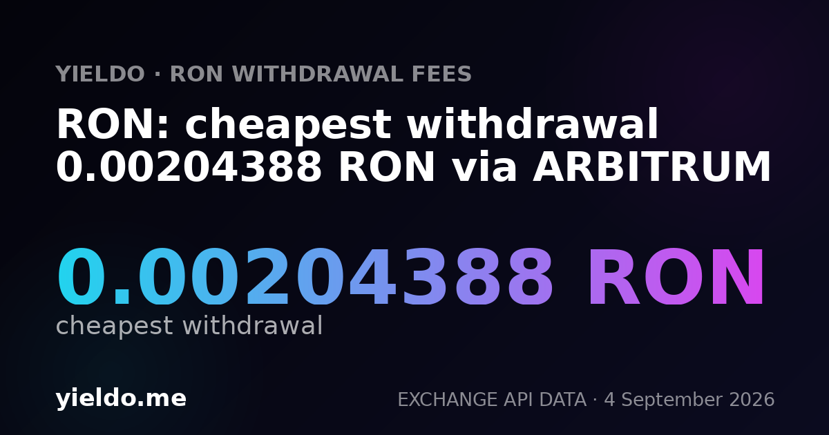 RON: cheapest withdrawal 0.00204388 RON via ARBITRUM