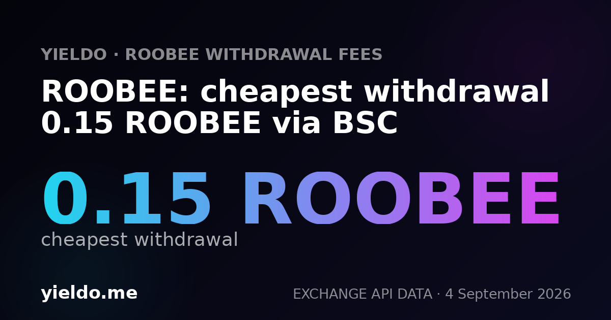 ROOBEE: cheapest withdrawal 0.15 ROOBEE via BSC