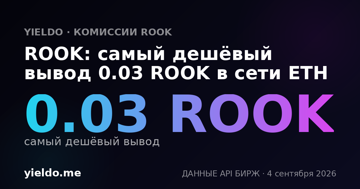 ROOK: самый дешёвый вывод 0.03 ROOK в сети ETH