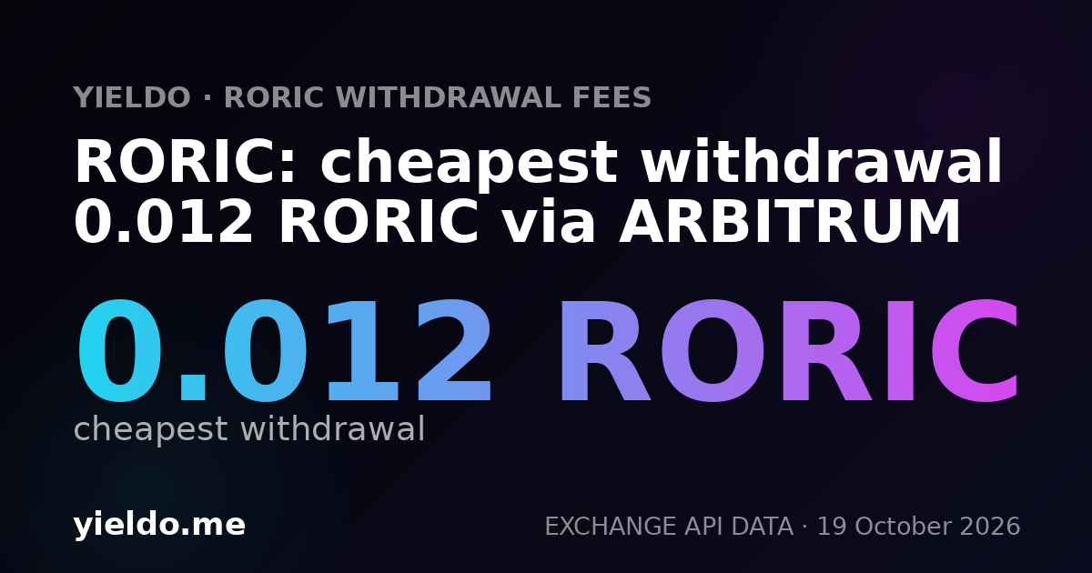RORIC: cheapest withdrawal 0.012 RORIC via ARBITRUM