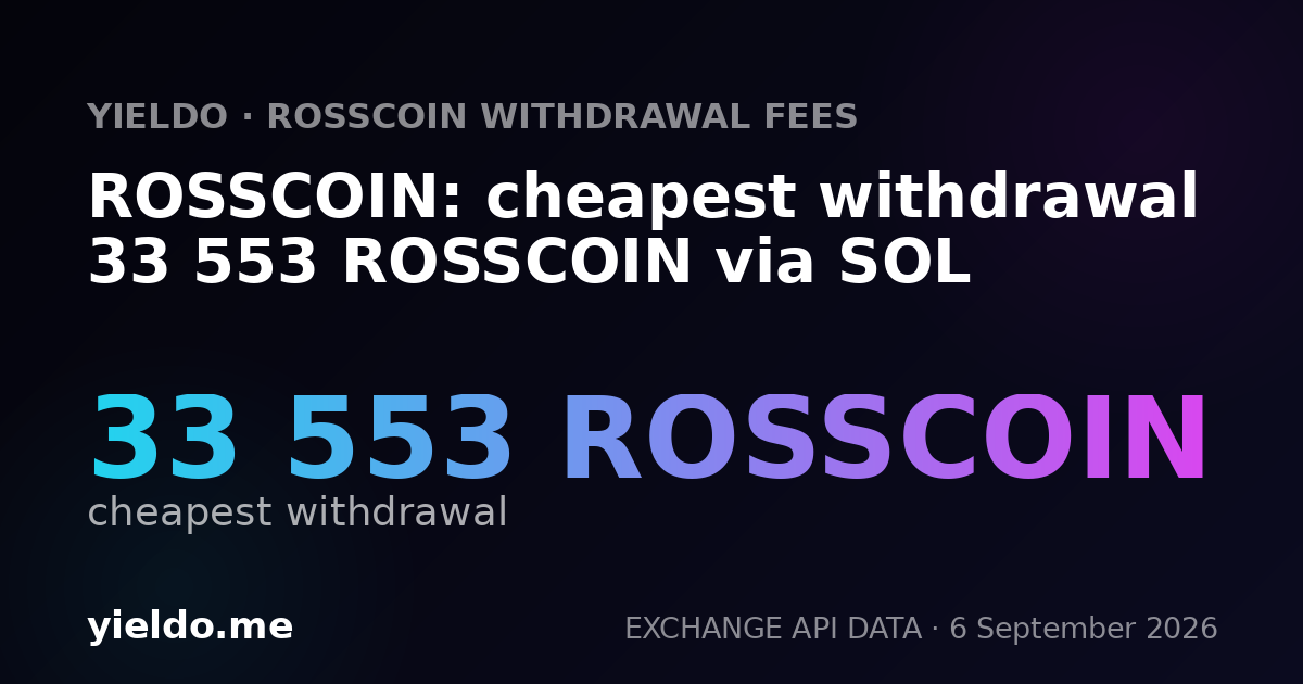 ROSSCOIN: cheapest withdrawal 33 553 ROSSCOIN via SOL