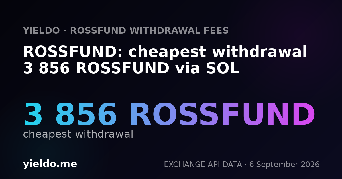 ROSSFUND: cheapest withdrawal 3 856 ROSSFUND via SOL