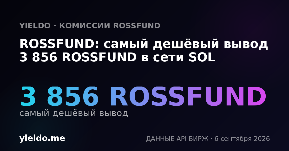 ROSSFUND: самый дешёвый вывод 3 856 ROSSFUND в сети SOL