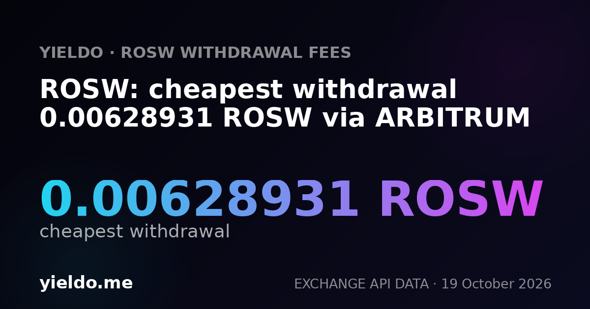 ROSW: cheapest withdrawal 0.00628931 ROSW via ARBITRUM
