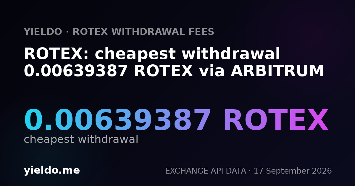 ROTEX: cheapest withdrawal 0.00641026 ROTEX via ARBITRUM