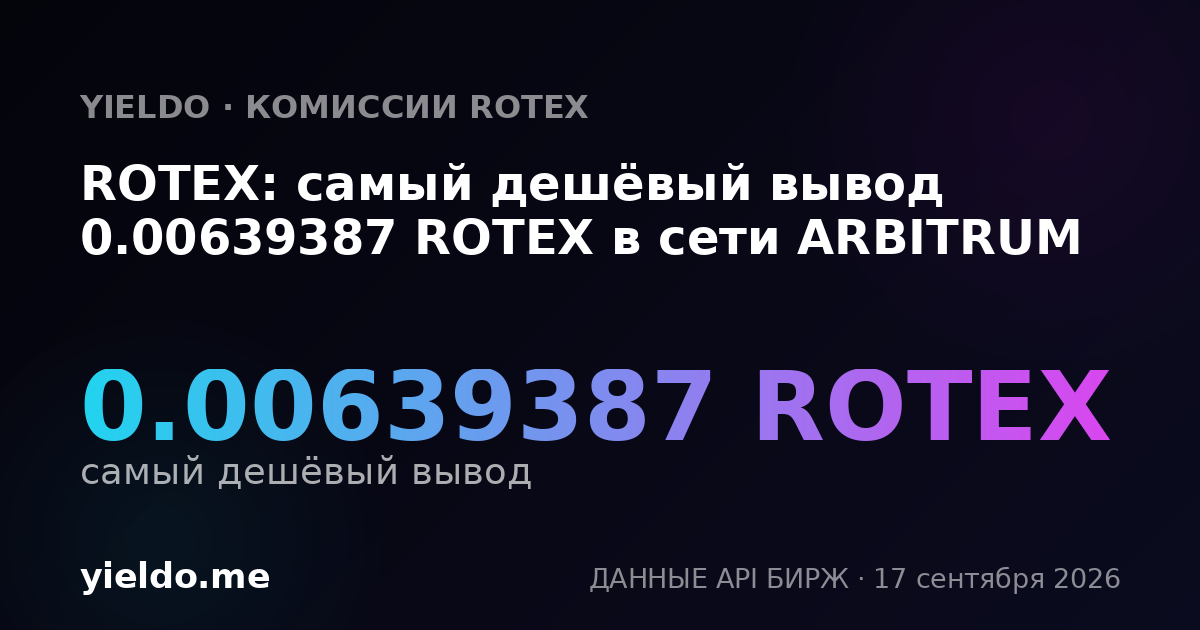 ROTEX: самый дешёвый вывод 0.00639387 ROTEX в сети ARBITRUM