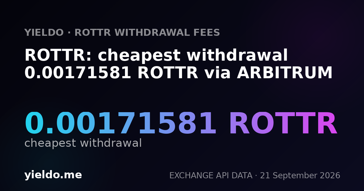 ROTTR: cheapest withdrawal 0.00171581 ROTTR via ARBITRUM