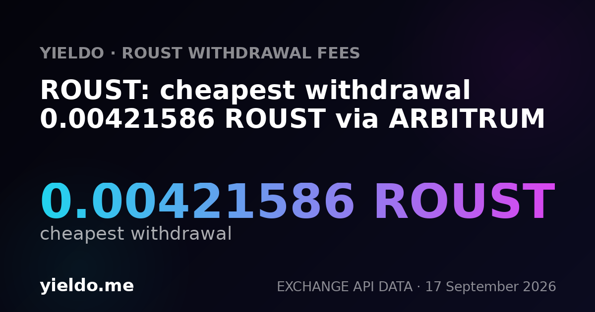 ROUST: cheapest withdrawal 0.00426864 ROUST via ARBITRUM