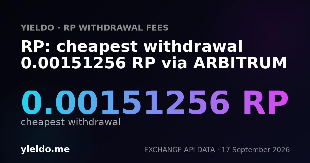 RP: cheapest withdrawal 0.00151256 RP via ARBITRUM