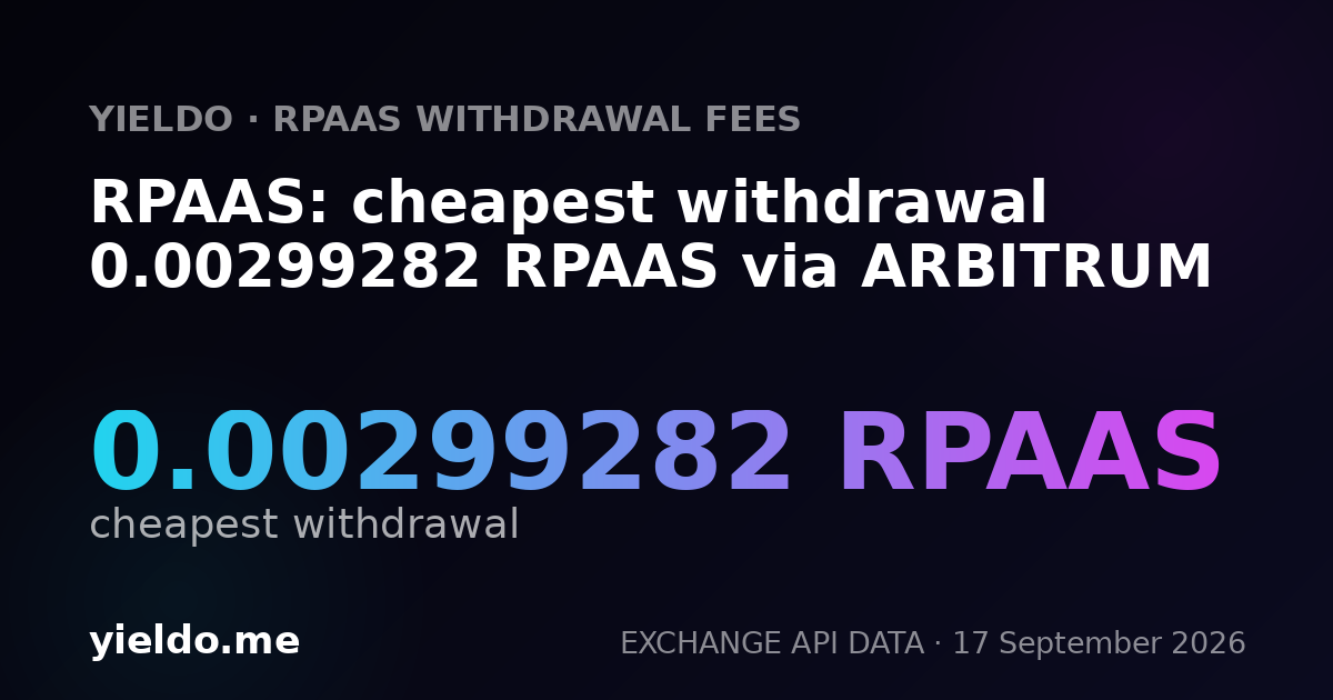RPAAS: cheapest withdrawal 0.00309024 RPAAS via ARBITRUM