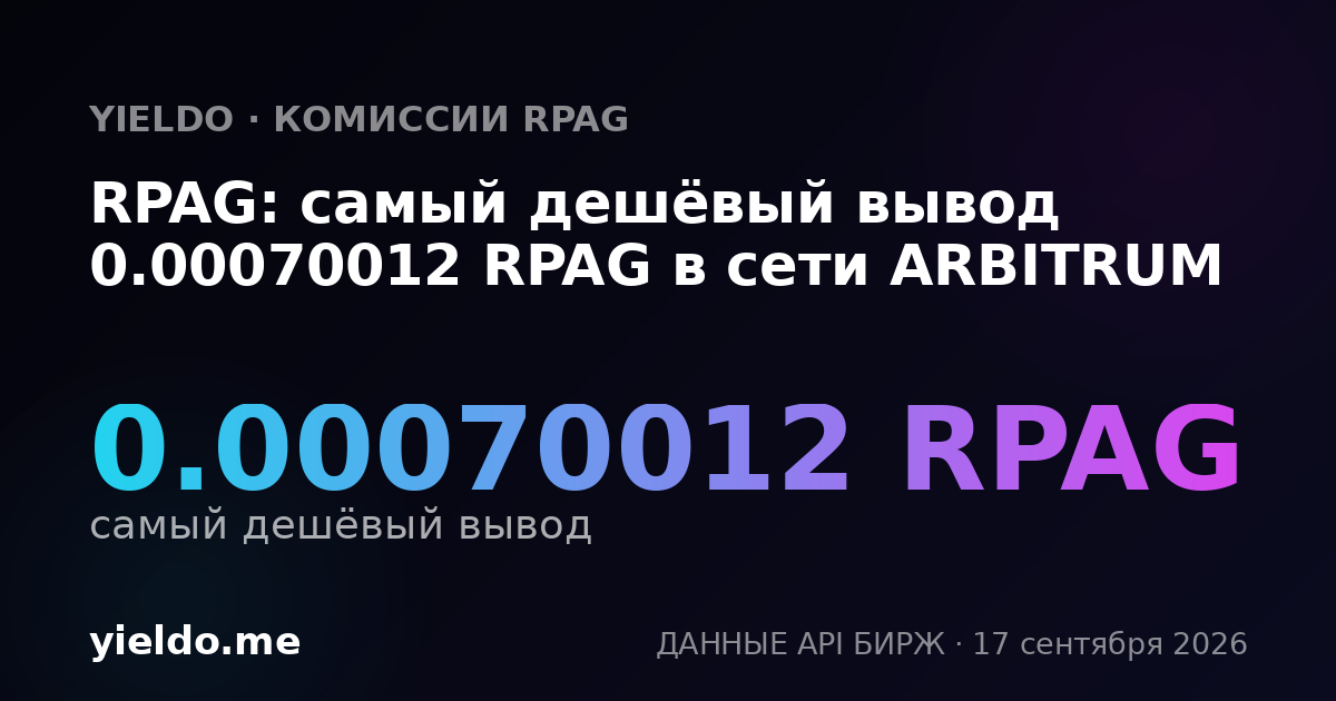 RPAG: самый дешёвый вывод 0.00070012 RPAG в сети ARBITRUM