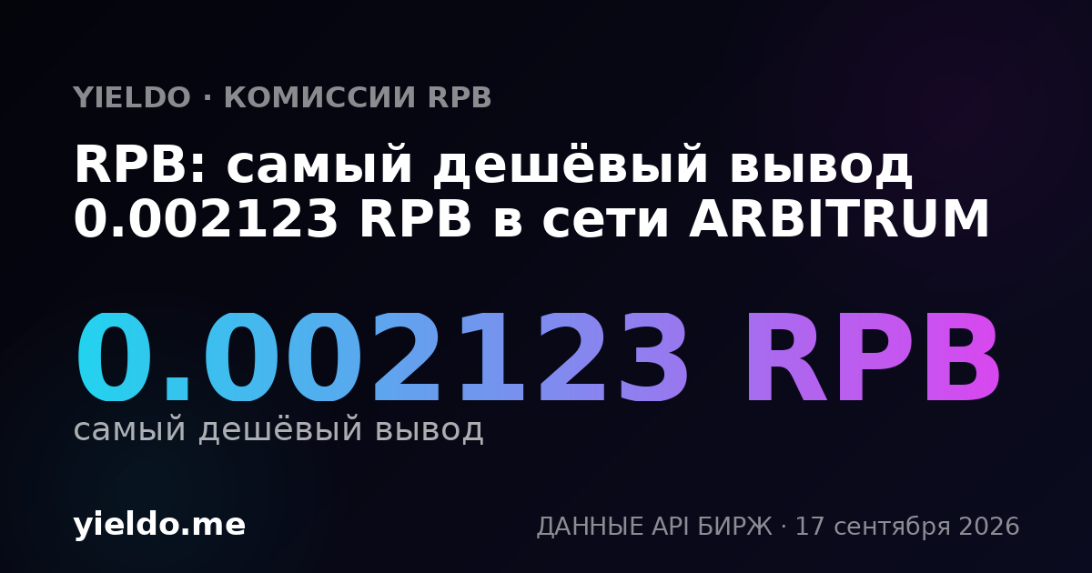 RPB: самый дешёвый вывод 0.002123 RPB в сети ARBITRUM