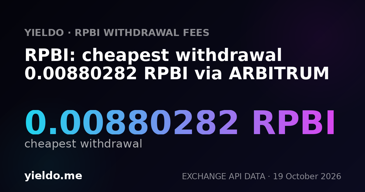 RPBI: cheapest withdrawal 0.00880282 RPBI via ARBITRUM