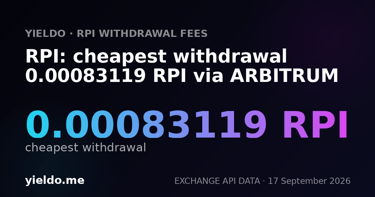RPI: cheapest withdrawal 0.00083711 RPI via ARBITRUM