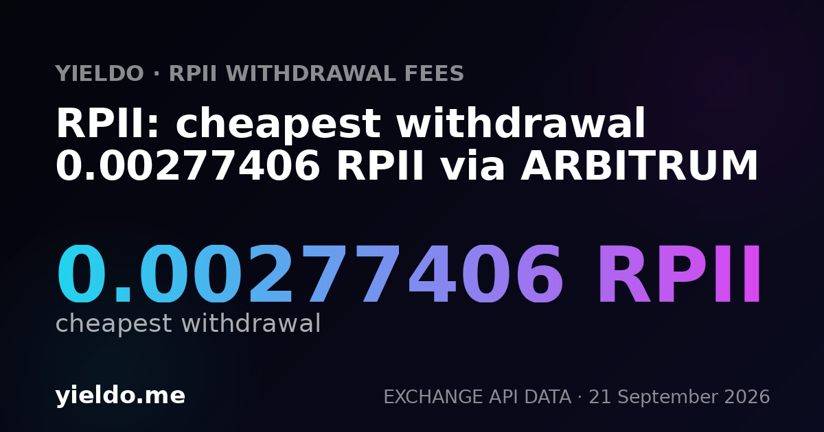RPII: cheapest withdrawal 0.00277406 RPII via ARBITRUM